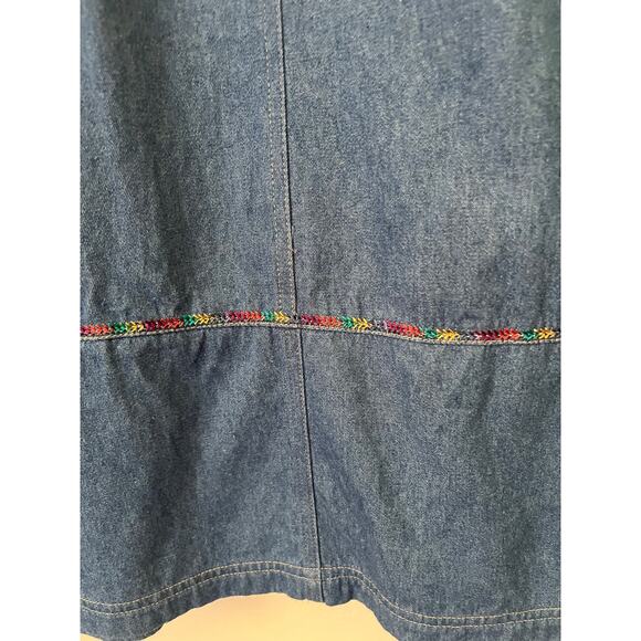 Vintage 70’s Koret Blues Denim Skirt Set Boho Beaded A Line Blouse Med Large - Picture 11 of 11
